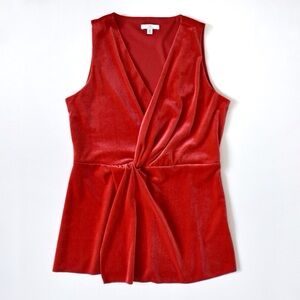H by Halston Red Surplice Twist Top